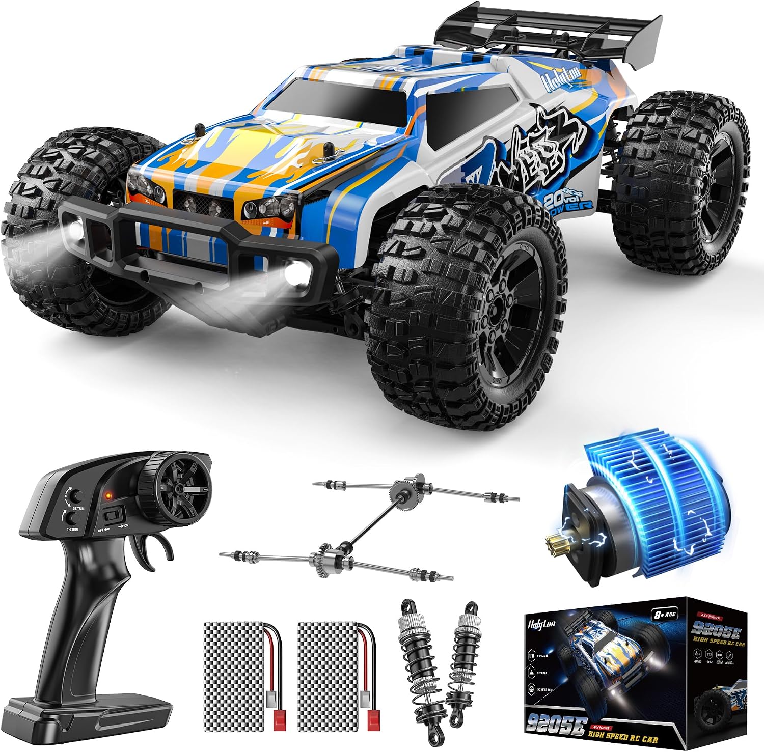 Rc Hobby Monster Truck - รถบังคับวิทยุขนาดใหญ่ 1:10 ความเร็วสูง พร้อมไฟ LED ที่ตัวรถ,